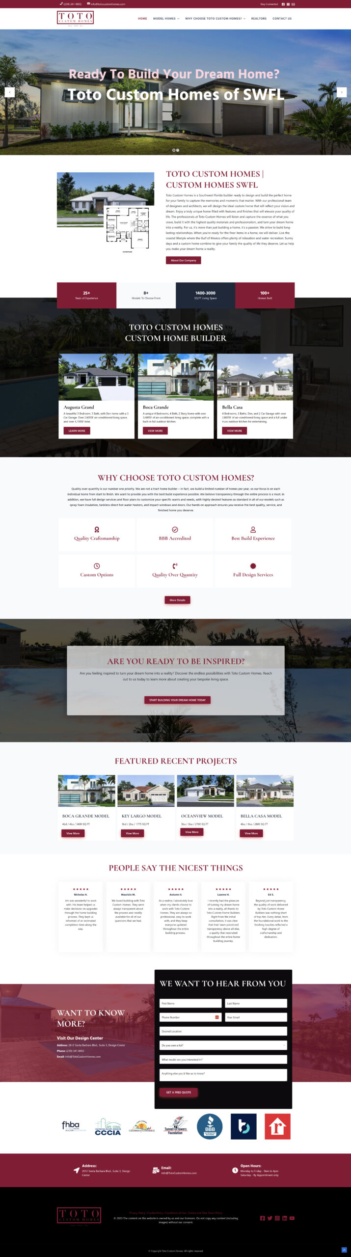 Toto Custom Homes - Website